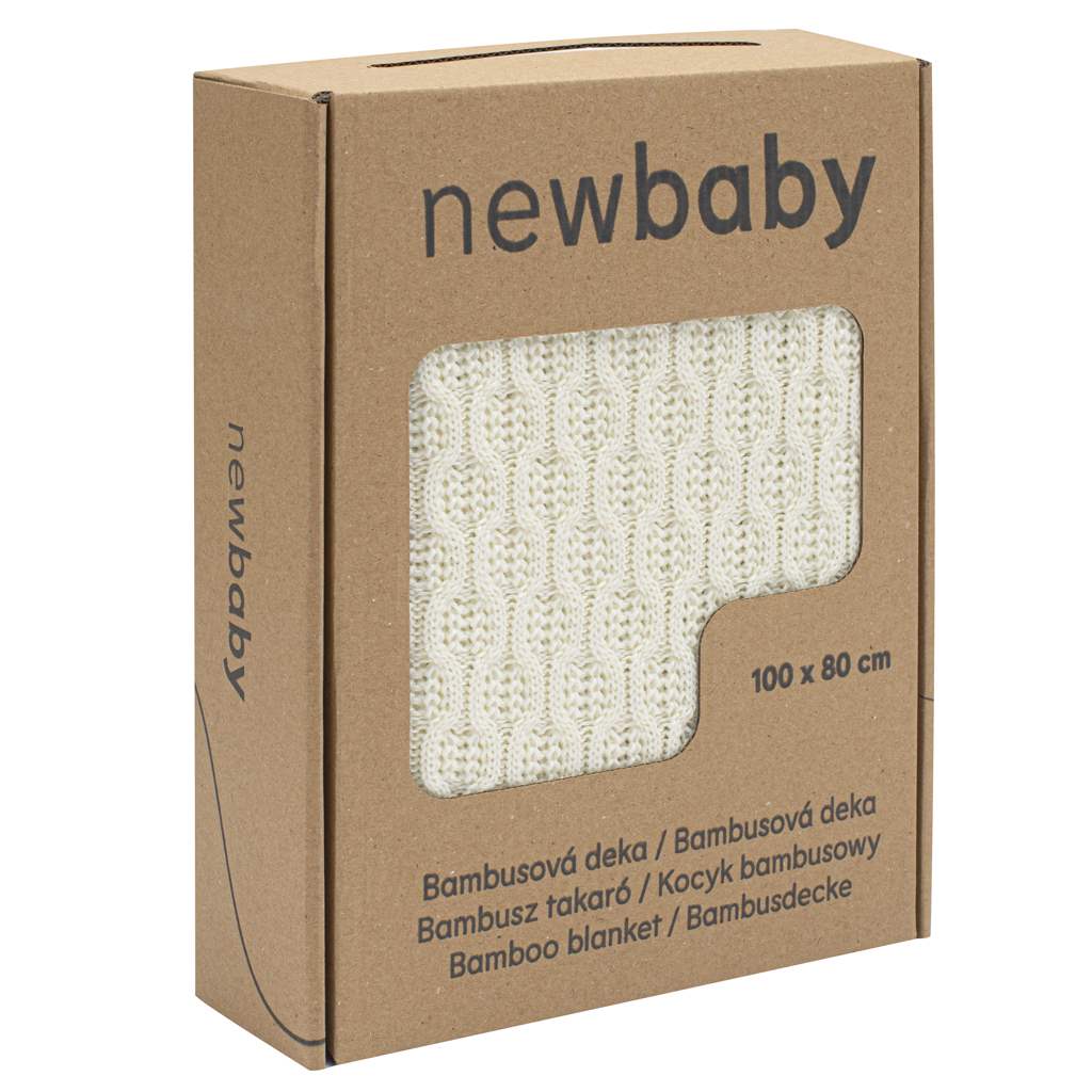 Fotografie Bambusová pletená deka New Baby se vzorem 100x80 cm cream