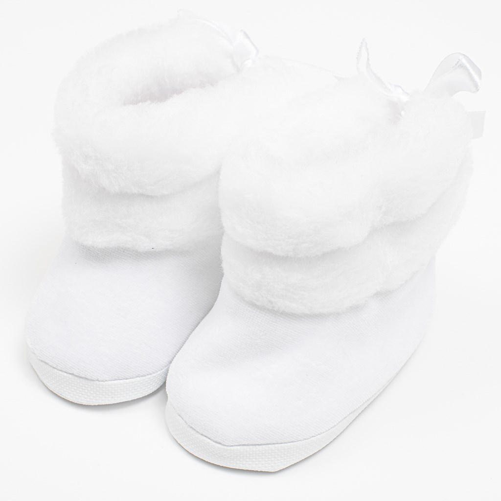 Zimní kojenecké botičky - kozačky bílé 0-3 m