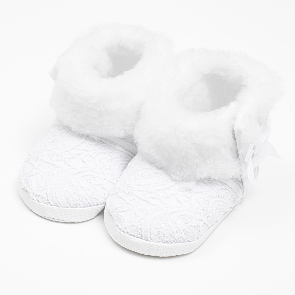 Zimní kojenecké botičky - kozačky krajkové bílé 3-6 m
