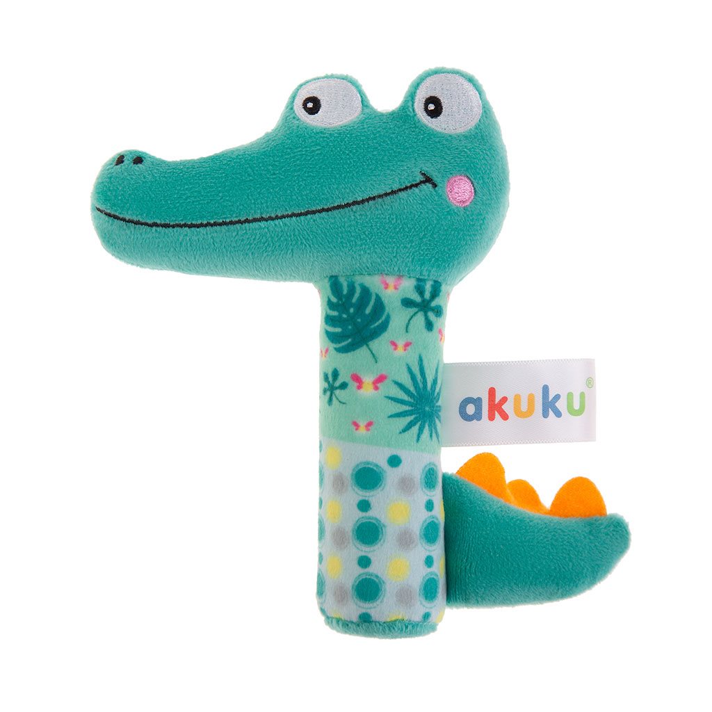 Dětská pískací plyšová hračka s chrastítkem Akuku Krokodýl - 1