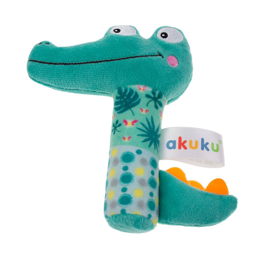 Dětská pískací plyšová hračka s chrastítkem Akuku Krokodýl - 2