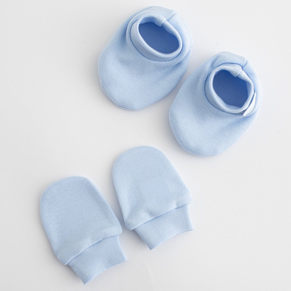 Kojenecký bavlněný set-capáčky a rukavičky New Baby Casually dressed modrá 0-6m - 1