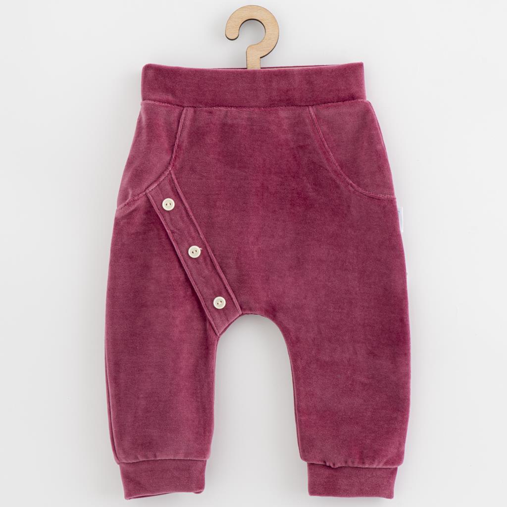 Kojenecké semiškové tepláčky New Baby Suede clothes růžovo fialová vel. 62 (3-6m)