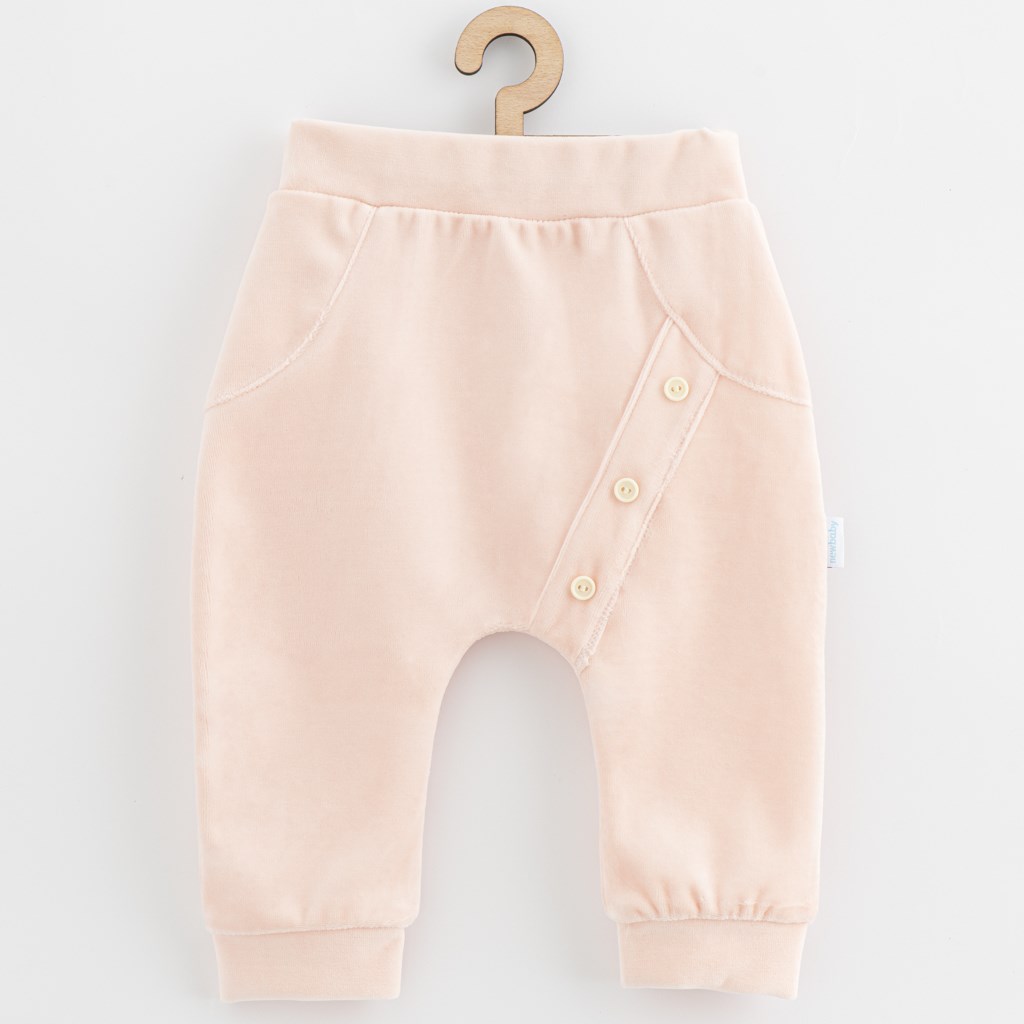 Kojenecké semiškové tepláčky New Baby Suede clothes světle růžová