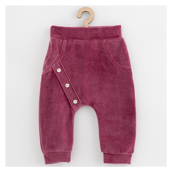 Kojenecké semiškové tepláčky New Baby Suede clothes růžovo fialová