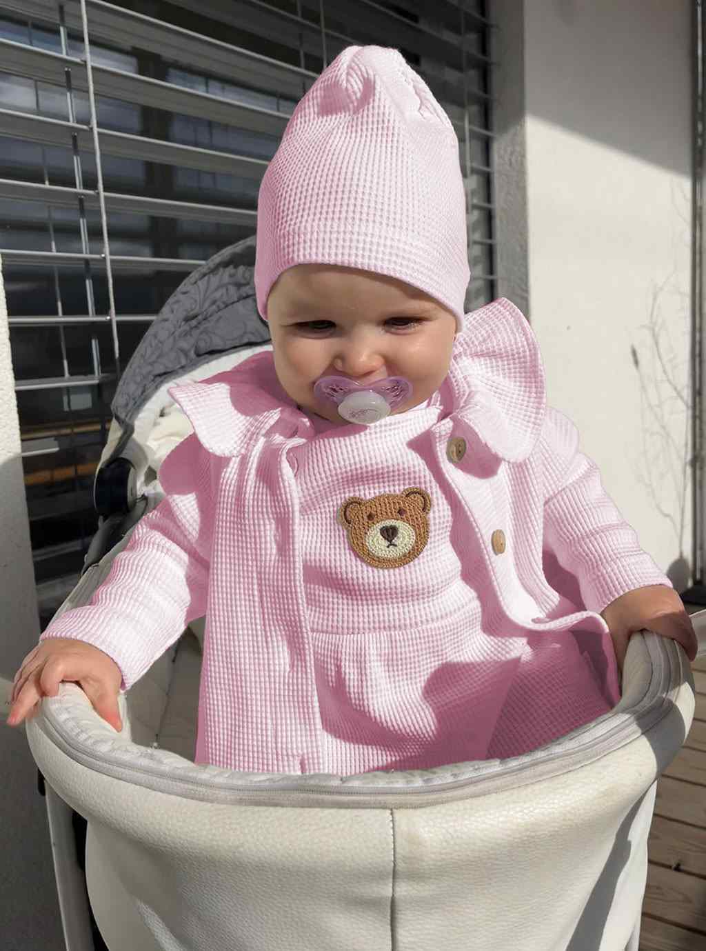 Kojenecký kabátek na knoflíky New Baby Luxury clothing Laura růžový - 4