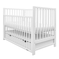 Dětská postýlka New Baby BASIC se stahovací bočnicí a šuplíkem bílá
