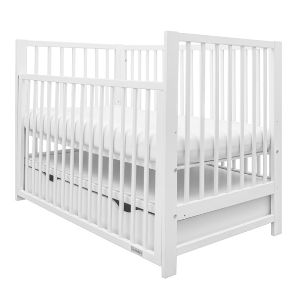 Dětská postýlka New Baby BASIC se stahovací bočnicí a šuplíkem bílá