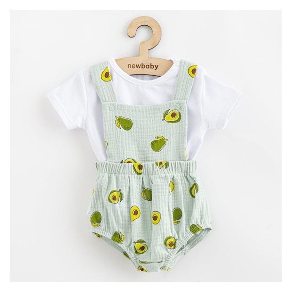 Mušelínový kojenecký set Kraťasy a Tričko New Baby Avocado