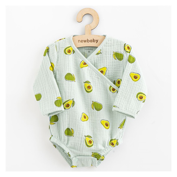 Kojenecké mušelínové body s bočním zavazováním New Baby Avocado