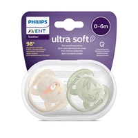 Šidítko Avent Ultrasoft Premium zvířátka 0-6 m 2ks kluk