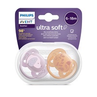 Šidítko Avent Ultrasoft Premium zvířátka 6-18 m 2ks holčička