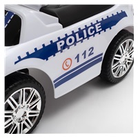 Dětské odrážedlo se zvukem a vodící tyčí Baby Mix POLICE bílé (POŠKOZENÝ OBAL)
