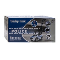 Dětské odrážedlo se zvukem a vodící tyčí Baby Mix POLICE bílé (POŠKOZENÝ OBAL)