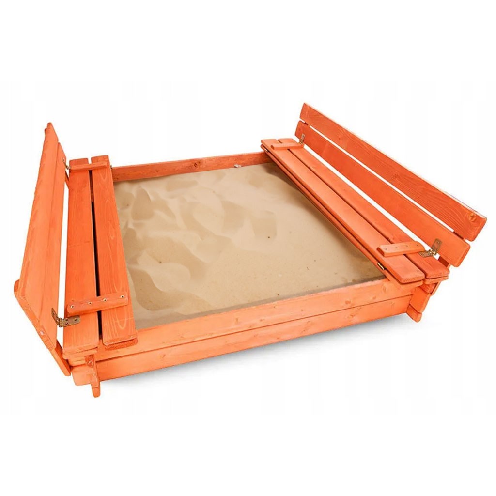 Fotografie Dětské dřevěné pískoviště s poklopem a lavičkami NEW BABY 120x120 cm
