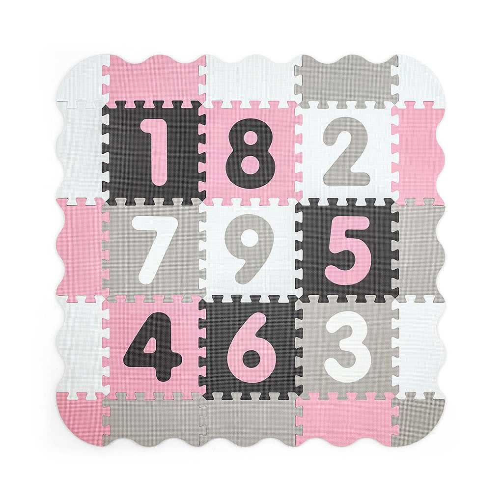 Pěnové puzzle podložka ohrádka Jolly Digits pink grey 118 cm