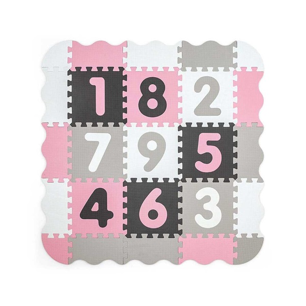 Pěnové puzzle podložka ohrádka Milly Mally Jolly 3x3 Digits Pink Grey