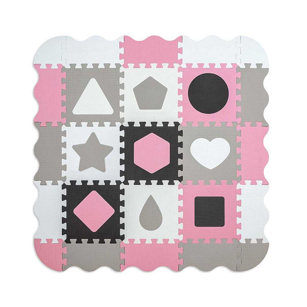 Pěnové puzzle podložka ohrádka Jolly Shapes pink grey 118 cm