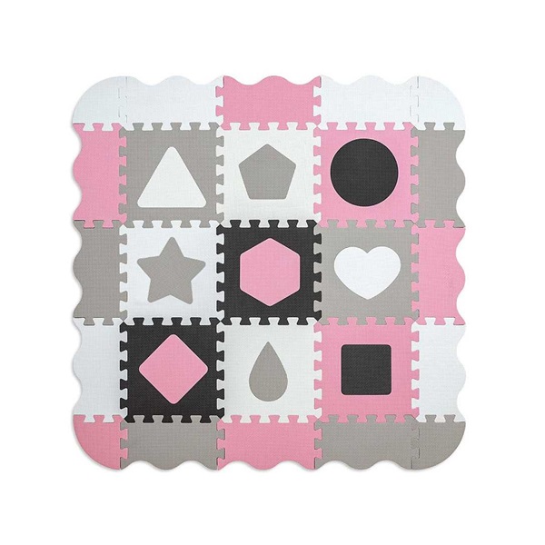 Pěnové puzzle podložka ohrádka Milly Mally Jolly 3x3 Shapes Pink Grey