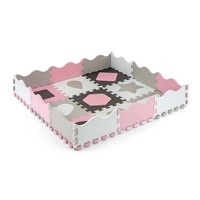 Pěnové puzzle podložka ohrádka Milly Mally Jolly 3x3 Shapes Pink Grey