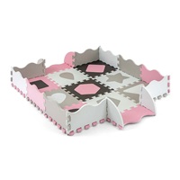 Pěnové puzzle podložka ohrádka Milly Mally Jolly 3x3 Shapes Pink Grey