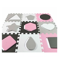 Pěnové puzzle podložka ohrádka Milly Mally Jolly 3x3 Shapes Pink Grey