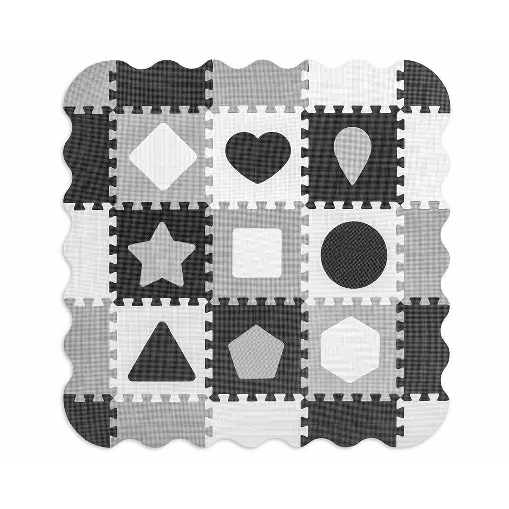 Pěnové puzzle podložka ohrádka Milly Mally Jolly 3×3 Shapes Grey