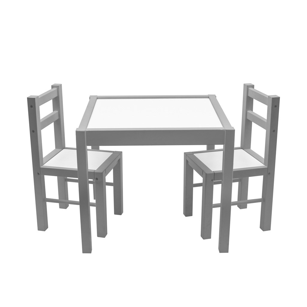 Fotografie Dětský dřevěný stůl s židličkami Drewex šedý