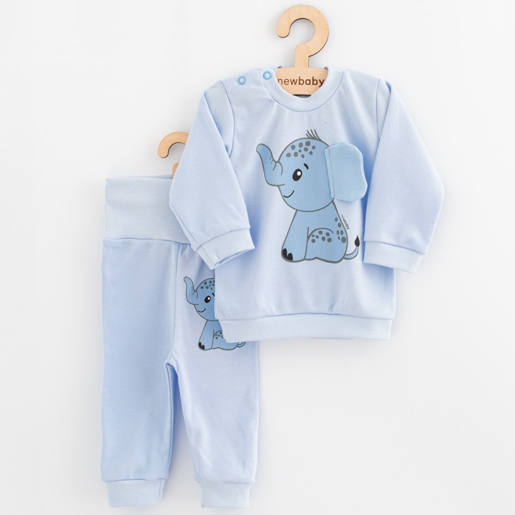 Kojenecká souprava tričko a tepláčky New Baby Happy Elephant blue vel. 56 (0-3m)