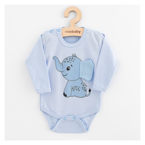 Kojenecké body s dlouhým rukávem New Baby Happy Elephant blue