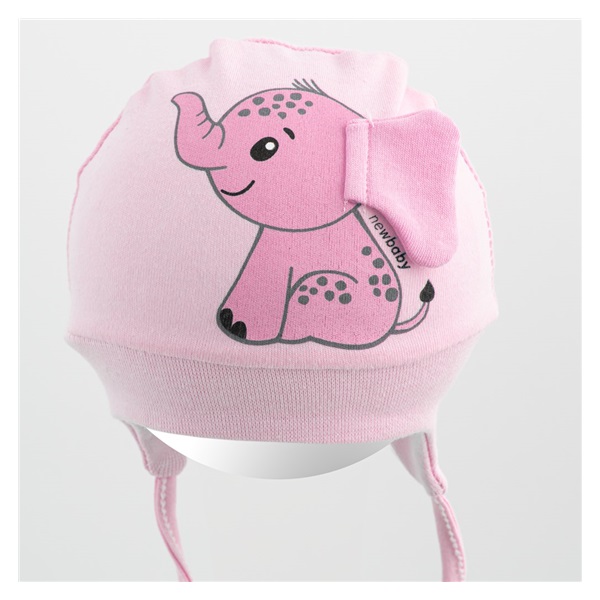 Bavlněná kojenecká čepička New Baby Happy Elephant pink