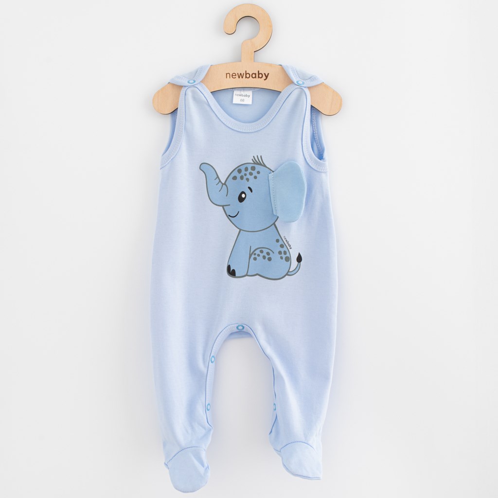 Kojenecké bavlněné dupačky New Baby Happy Elephant blue vel. 56 (0-3m)