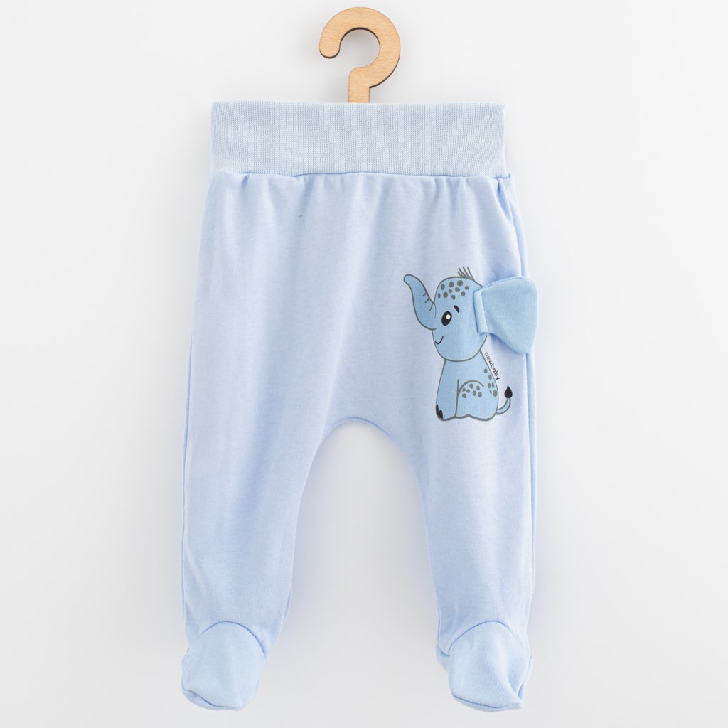 Kojenecké bavlněné polodupačky New Baby Happy Elephant blue vel. 56 (0-3m)