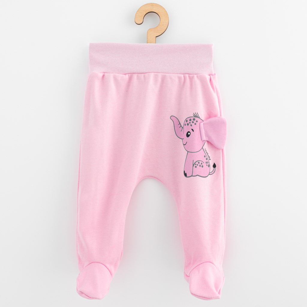 Kojenecké bavlněné polodupačky New Baby Happy Elephant pink vel. 56 (0-3m)