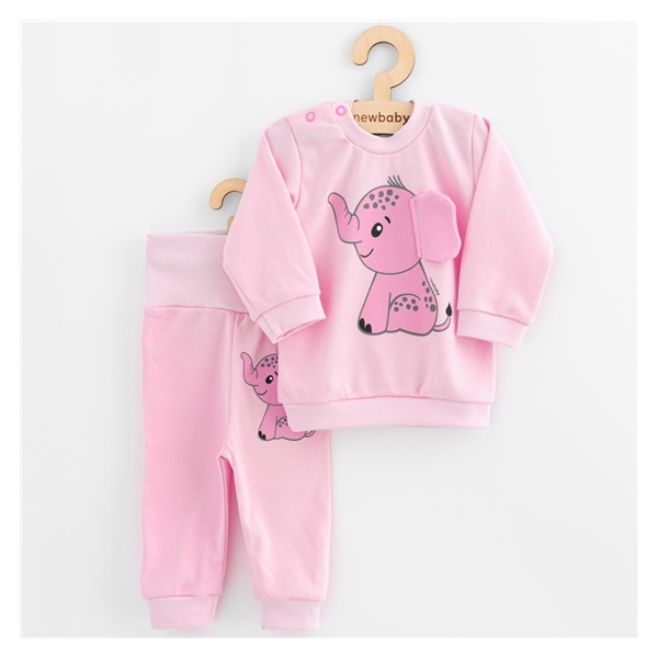 Kojenecká souprava tričko a tepláčky New Baby Happy Elephant pink