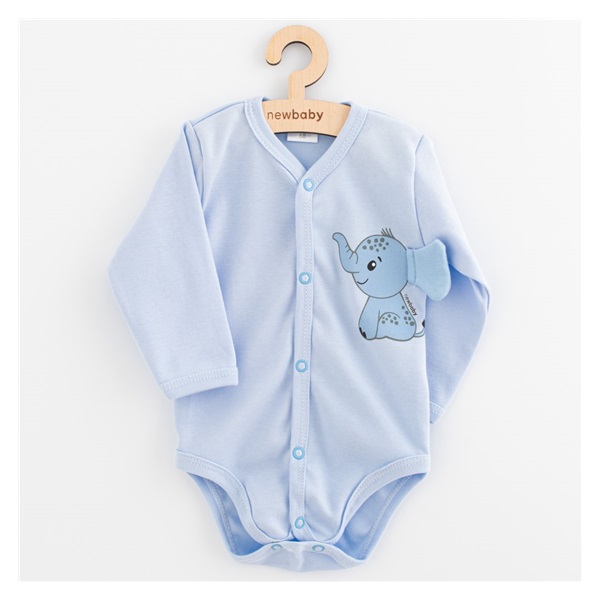 Kojenecké celorozepínací body s dlouhým rukávem New Baby Happy Elephant blue