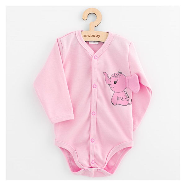 Kojenecké celorozepínací body s dlouhým rukávem New Baby Happy Elephant pink