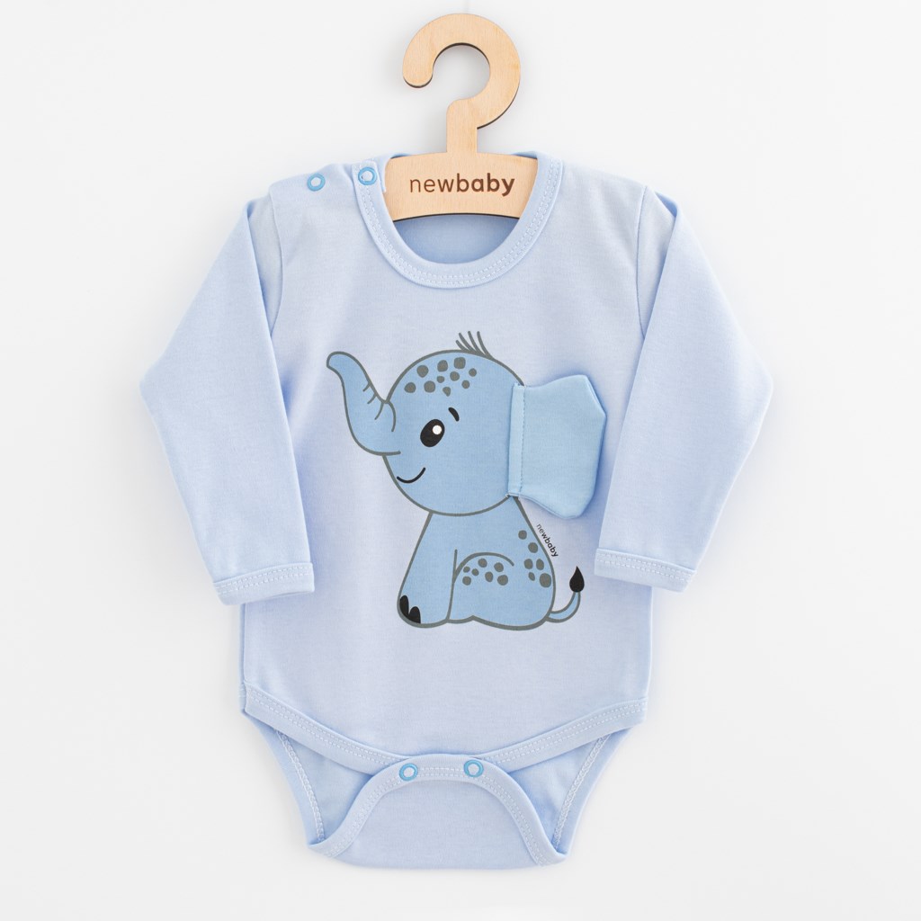 Kojenecké body s dlohým rukávem New Baby Happy Elephant blue vel. 80 (9-12m)