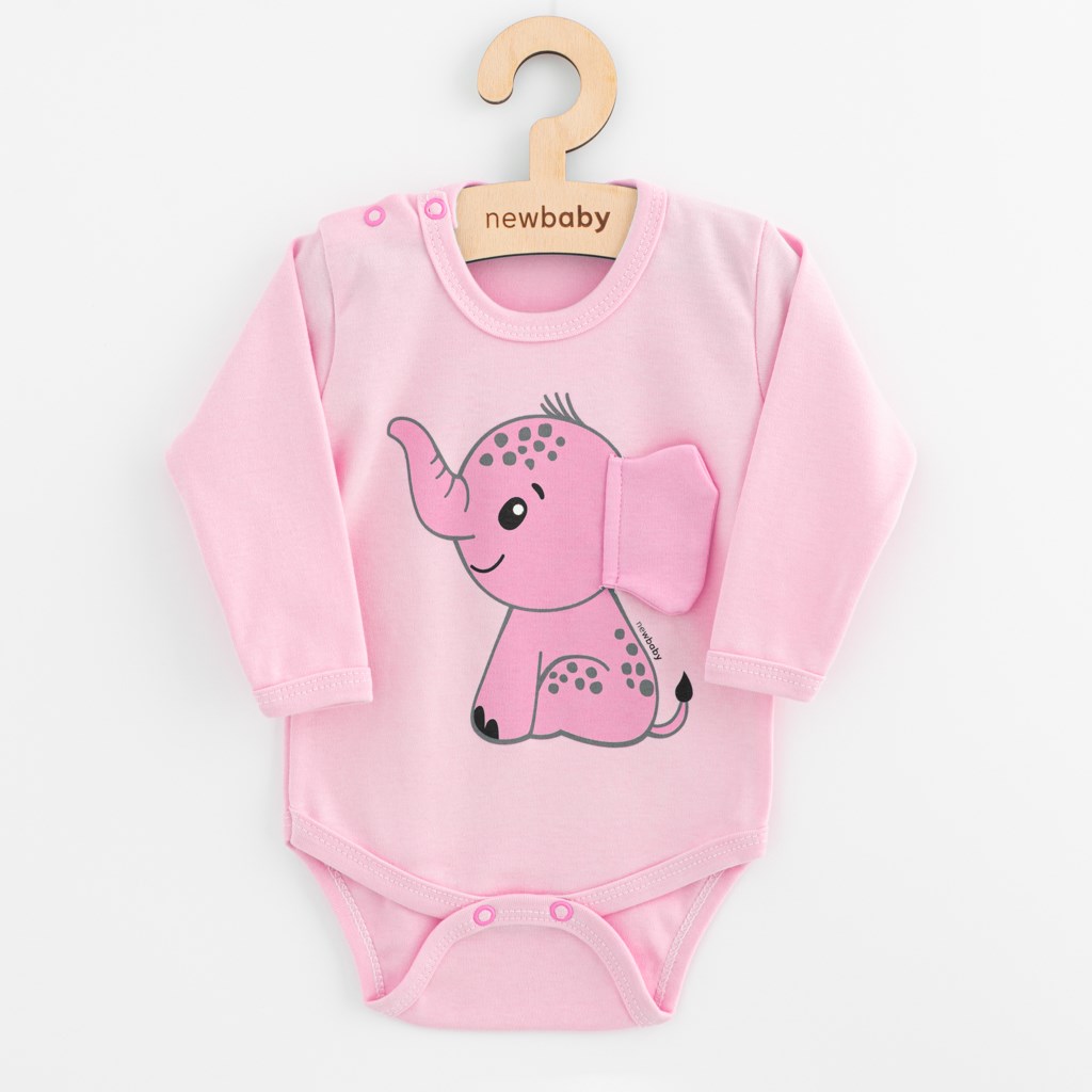 Kojenecké body s dlohým rukávem New Baby Happy Elephant pink vel. 80 (9-12m)