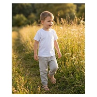 Dětská bavlněná souprava tričko a mušelínové kalhoty New Baby Kindergarten světle šedá