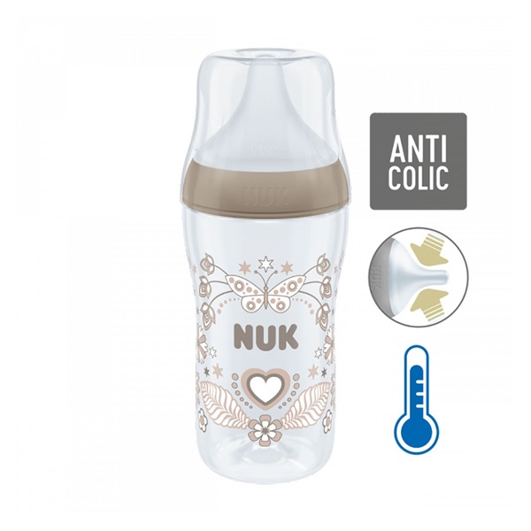 Kojenecká láhev NUK Perfect Match Temperature Control 260 ml hnědá