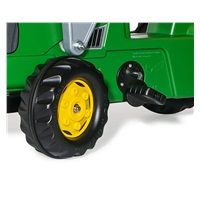 Šlapací traktor s nakladačem a vlečkou Rolly Kid John Deere zelený