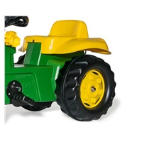 Šlapací traktor s nakladačem a vlečkou Rolly Kid John Deere zelený