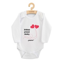 Dětské body s potiskem New Baby Důkaz pravé lásky "se jménem dítěte"