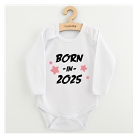 Dětské body s potiskem New Baby BORN IN 2025 pink