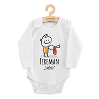 Dětské body s potiskem New Baby FIREMAN "se jménem dítěte"