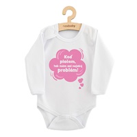 Dětské body s potiskem New Baby Keď plačem, tak mám asi nejaký problém! růžová