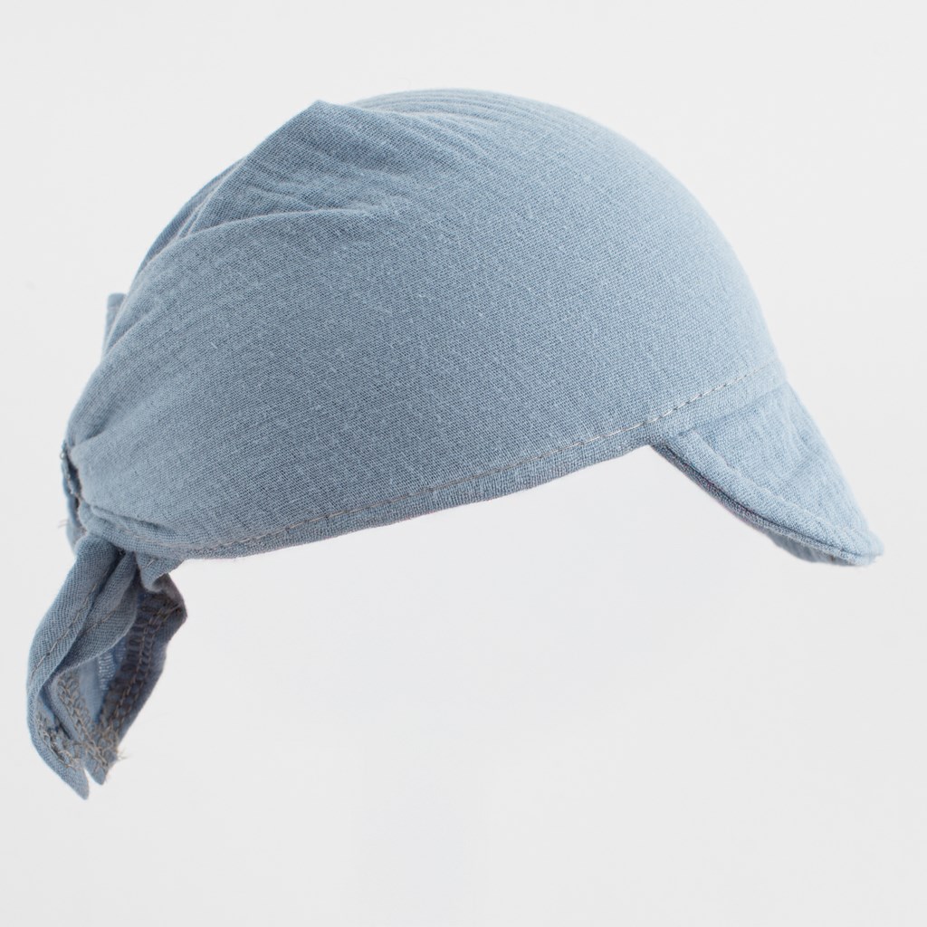 Dětský letní mušelínový šátek s kšiltem New Baby blue vel. 56/62