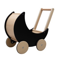 Dřevěný kočárek, chodítko pro děti 2v1 Montessori Baby Mix černý