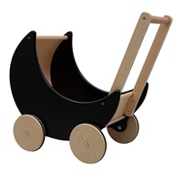 Dřevěný kočárek, chodítko pro děti 2v1 Montessori Baby Mix černý